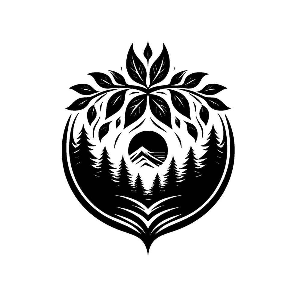 Forest Silhouette with Leafy Canopy Nature vector
