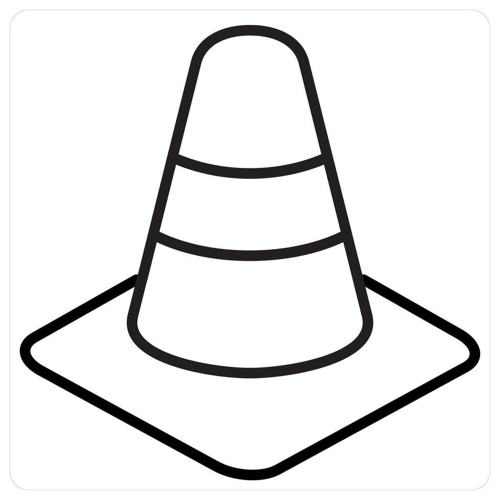 Traffic and traffic cone concept in black line color vector