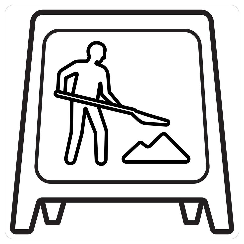 Work in Progress icon concept in black line color vector