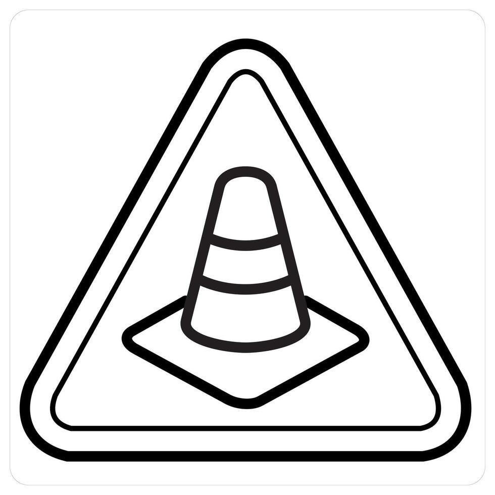 Traffic and traffic cone icon in black line color vector