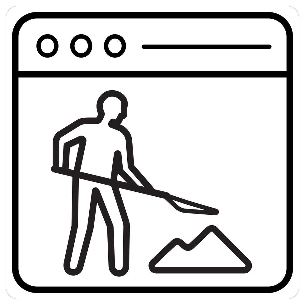 Website Maintenance and website construction in black line color vector