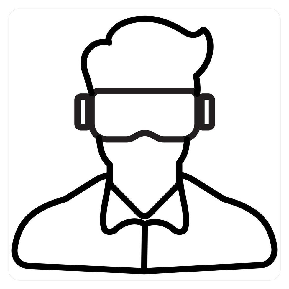 Oculus VR and vr icon concept in black line color vector