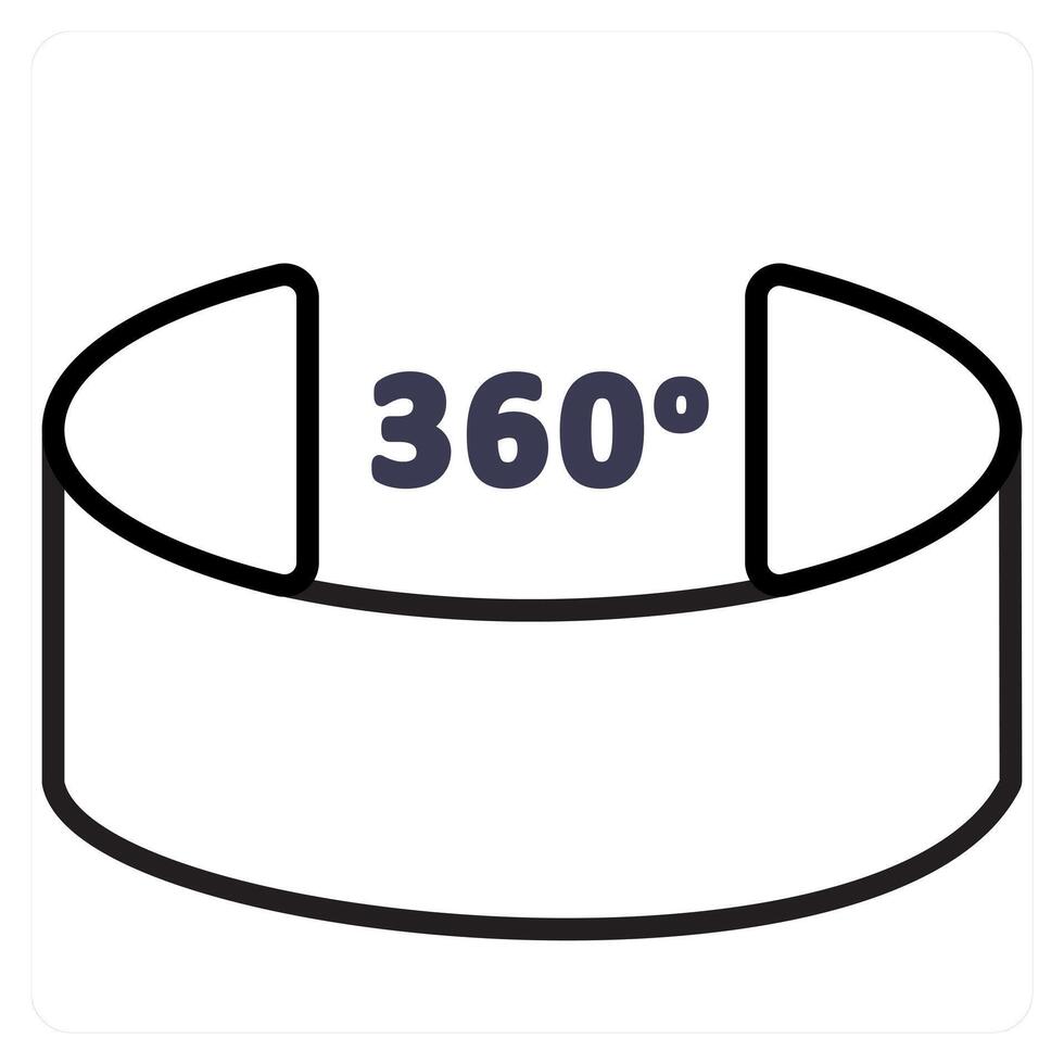 360 View and view icon concept in black line color vector