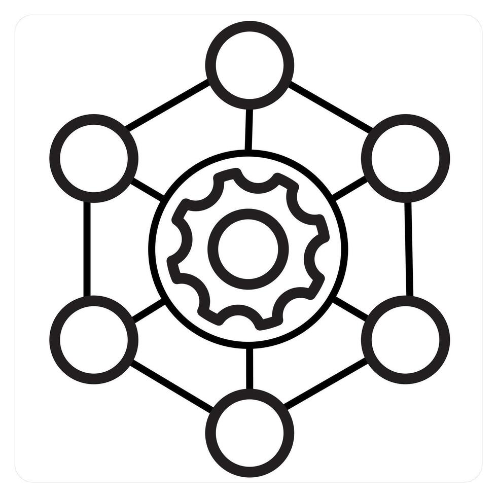 Framework and connection icon concept in black line color vector