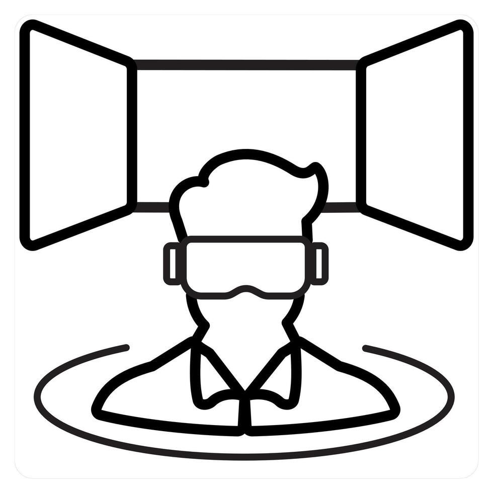 VR Simulator and oculus icon concept in black line color vector