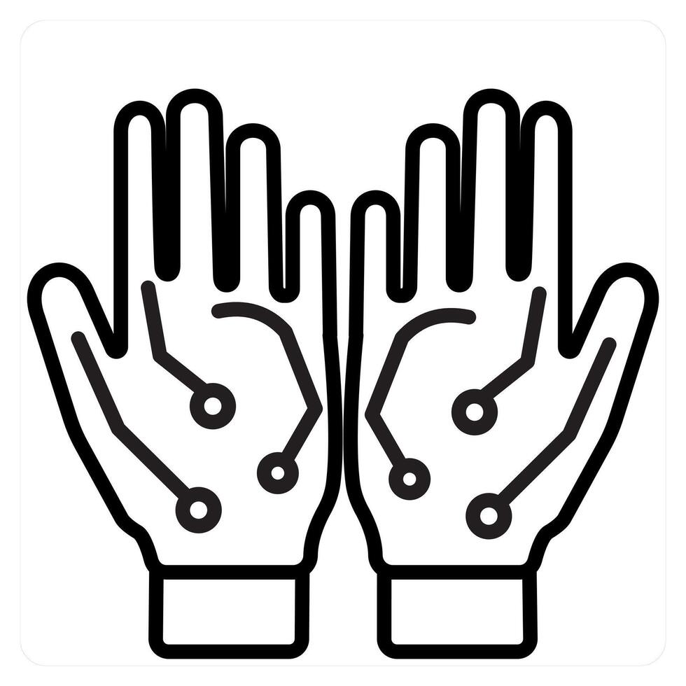 Wiblack Gloves and technology icon concept in black line color vector