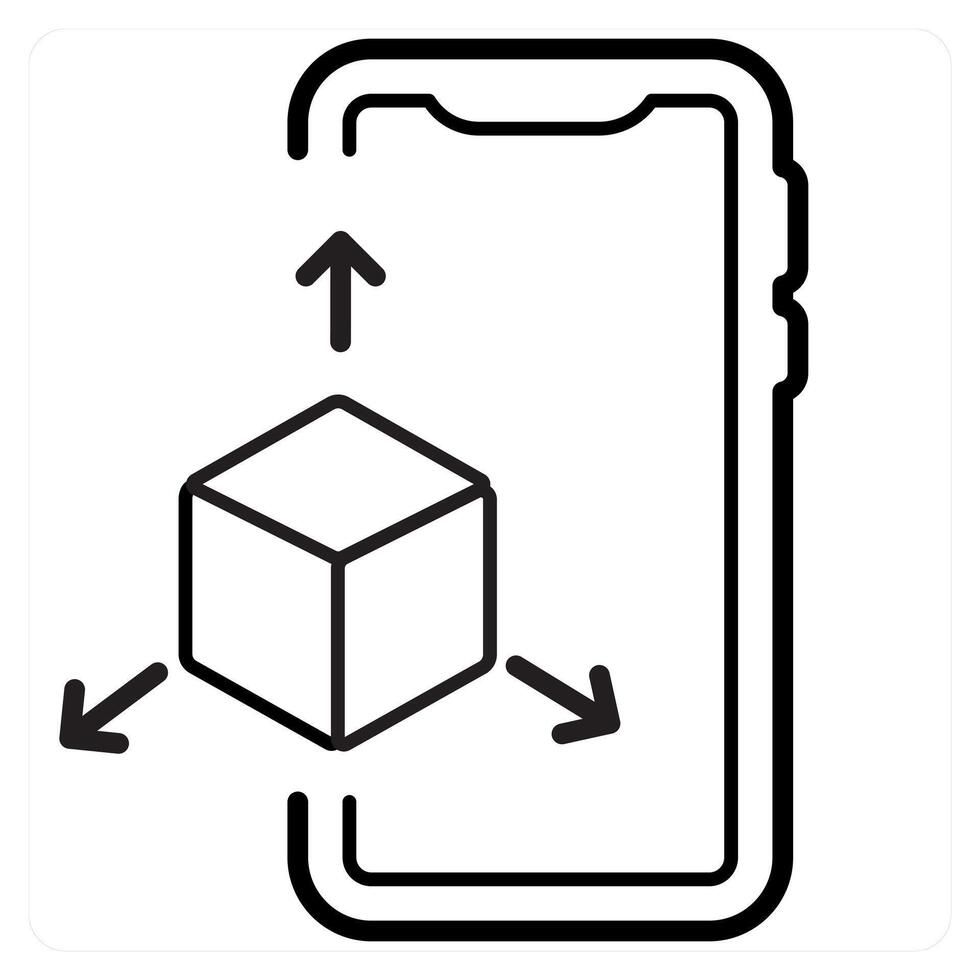3D Display and virtual reality icon concept in black line color vector