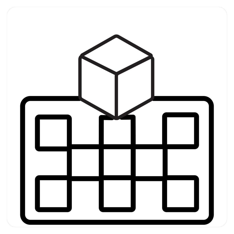 VR Projection and icon concept in black line color vector