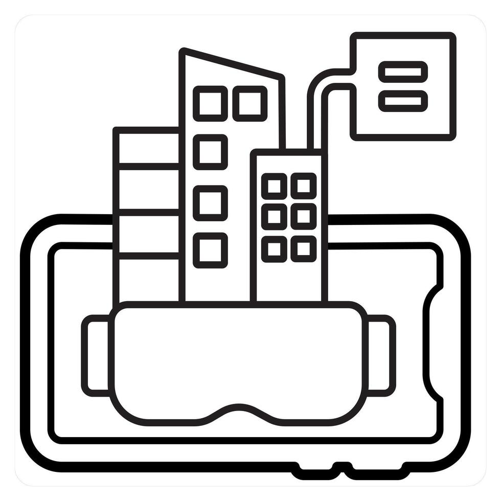 VR Applications and virtual reality icon concept in black line color vector
