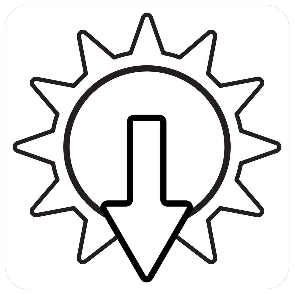 Sunset and sundown icon concept in black line color vector