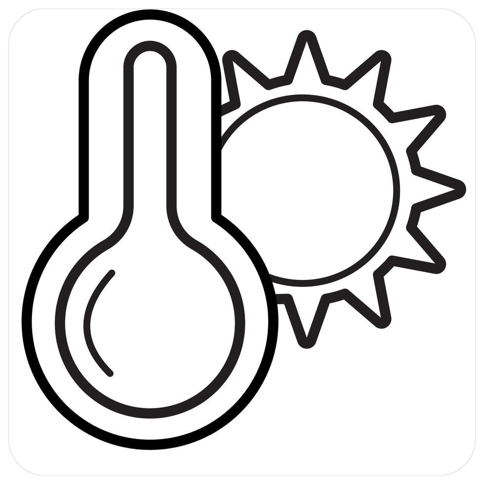 Summer Temperature Indicator and indicator icon concept in black line color vector