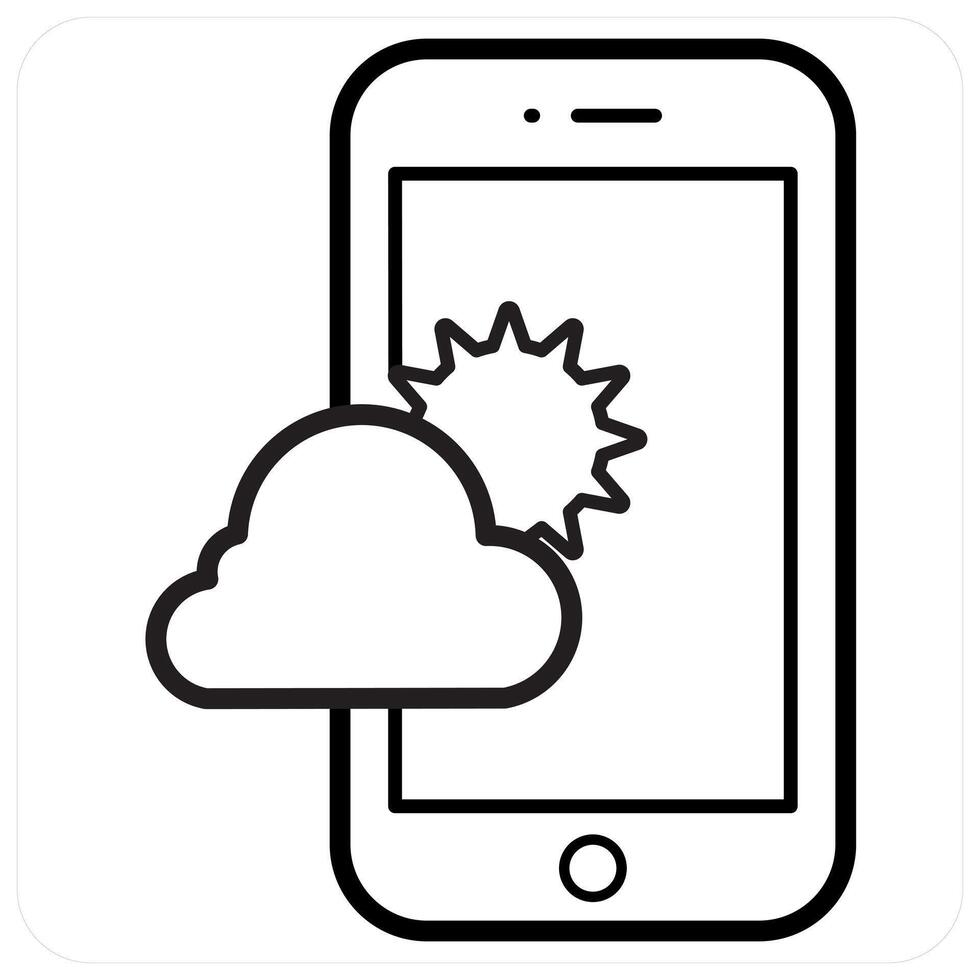 Weather Forecast and forecast icon concept in black line color vector
