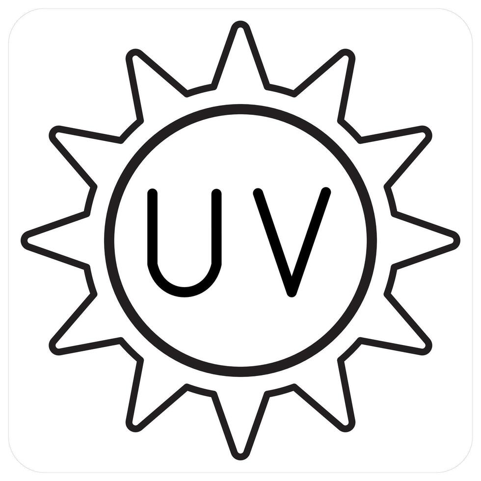 UV Rays and Ultraviolet radiation icon concept in black line color vector