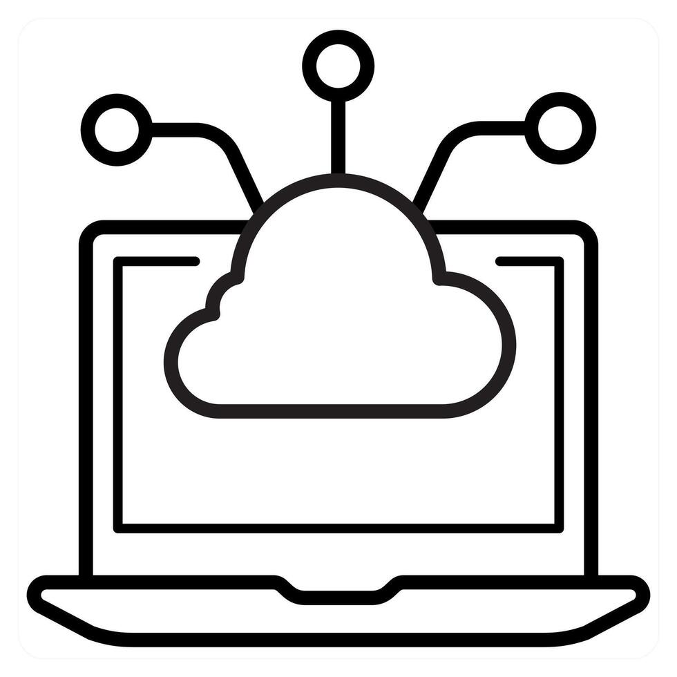 Cloud Server and computing icon concept in black line color vector