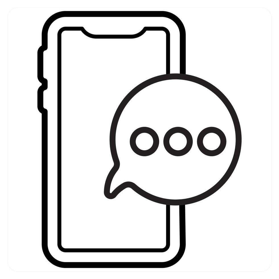 Mobile Chat concept in black line color vector