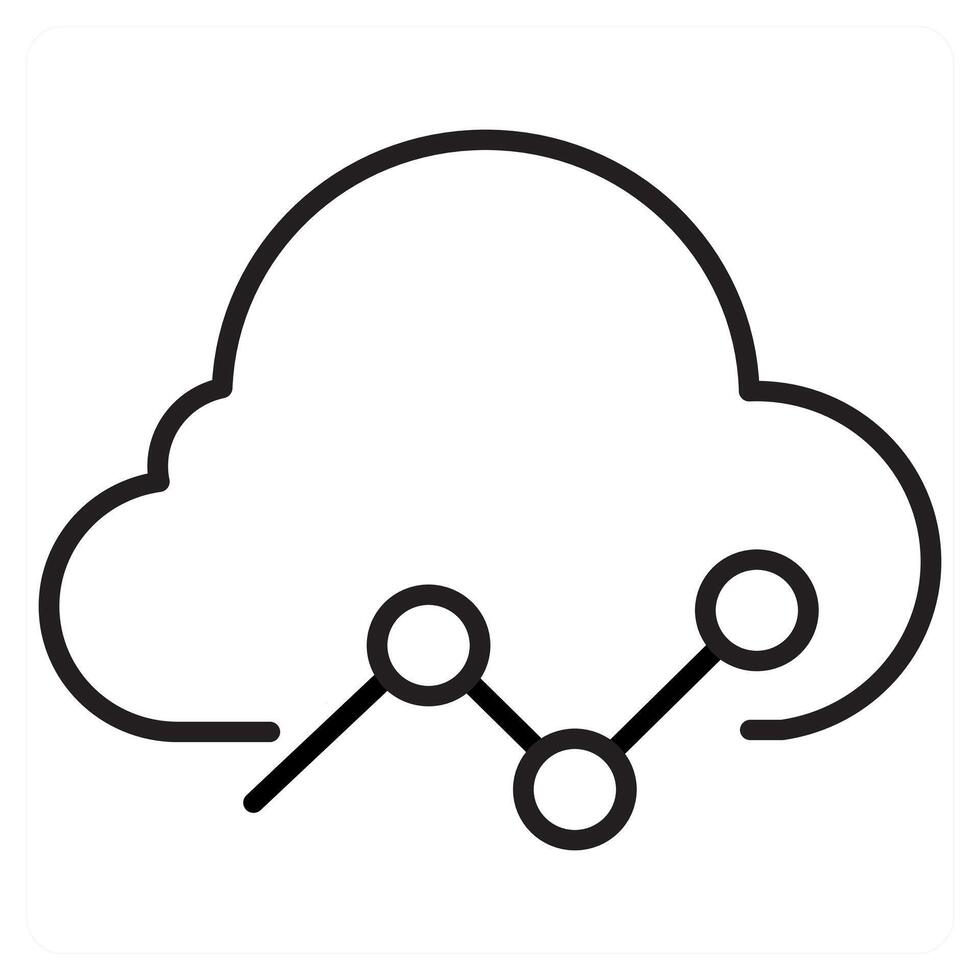 cloud data icon concept in black line color vector