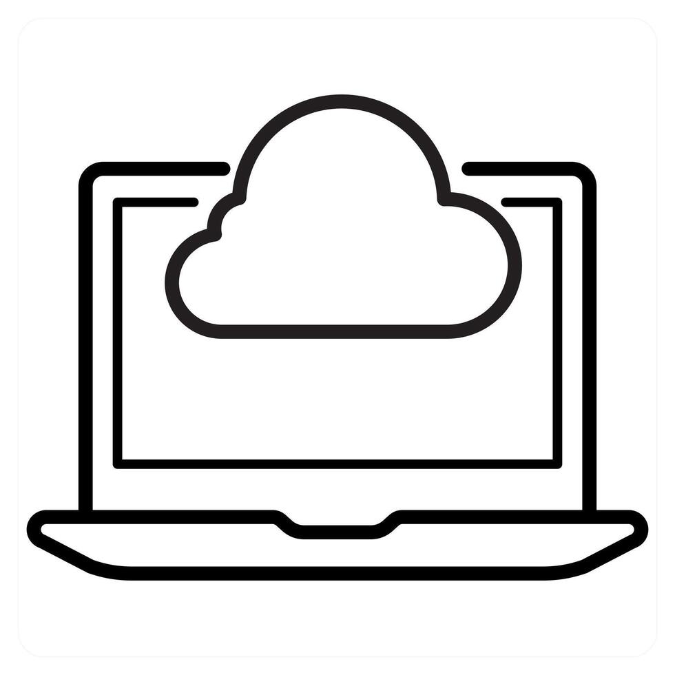 Cloud Server and computing icon in black line color vector