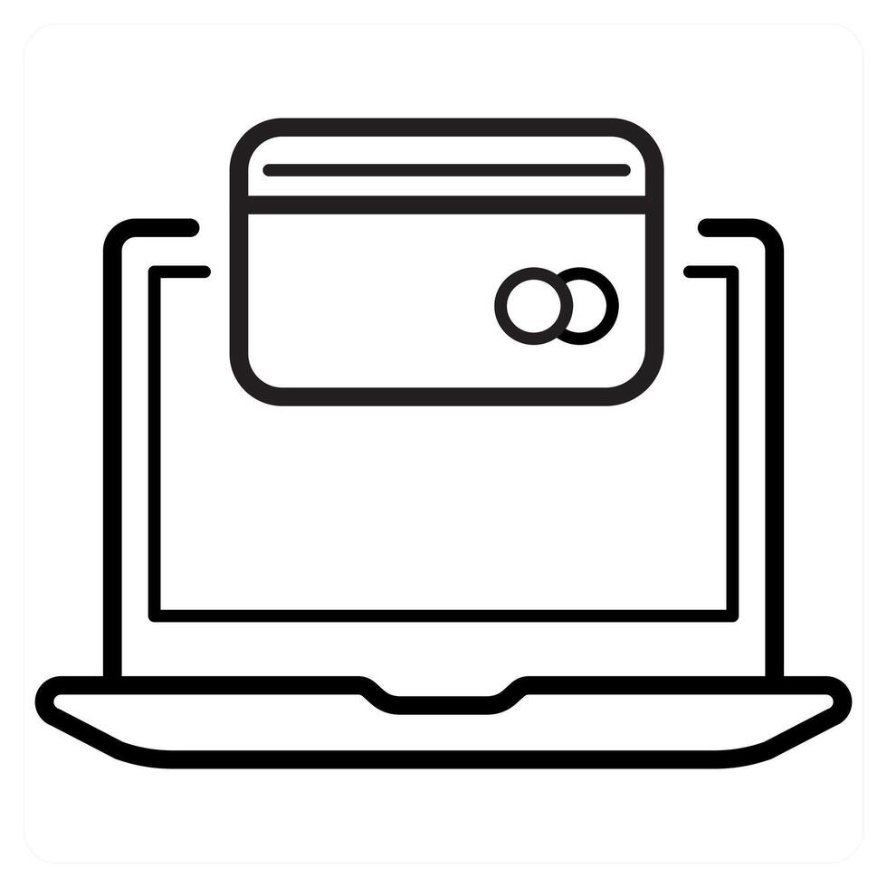Online Card icon concept in black line color vector