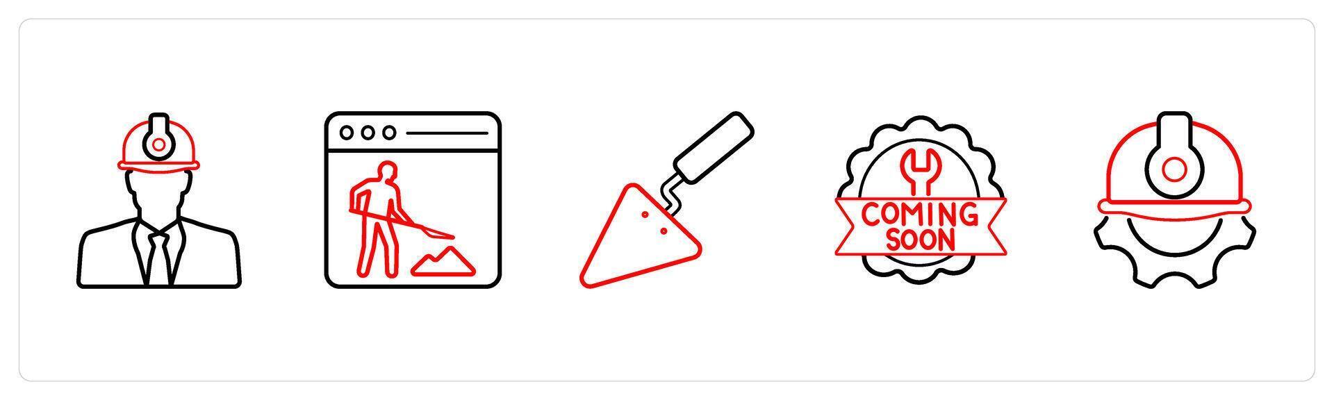 engineer, website maintenance in red line color vector