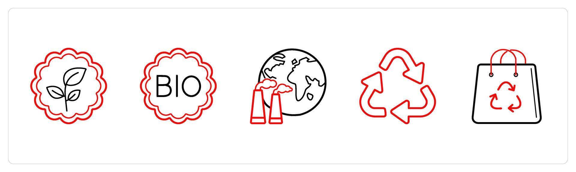 environment, bio, biology in red line color vector