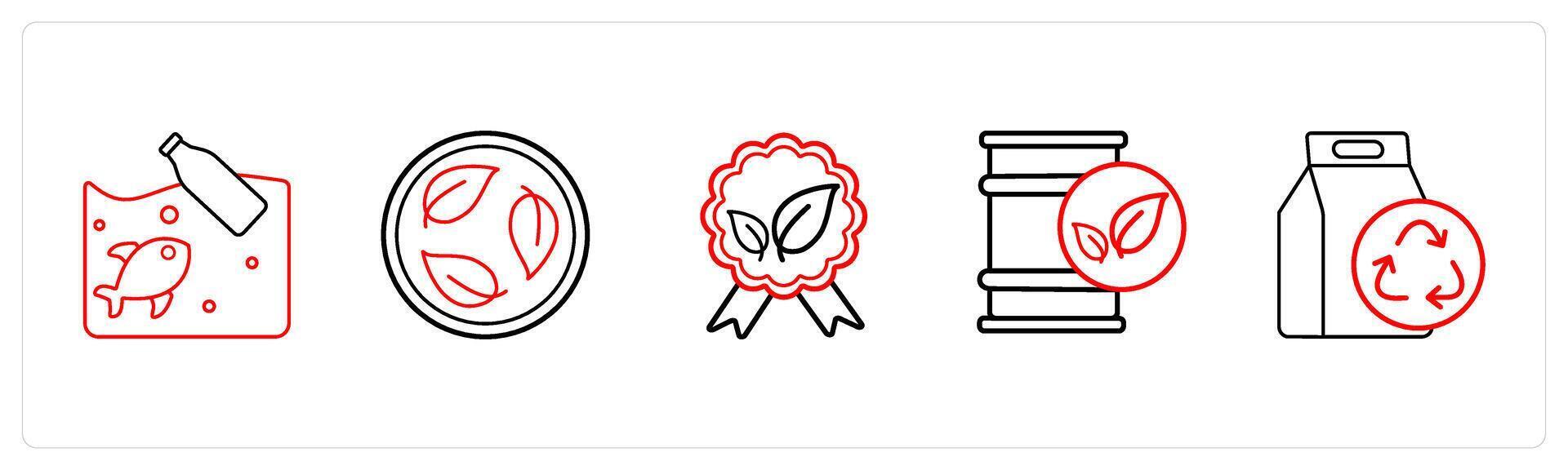 save ocean, ecology in red line color vector