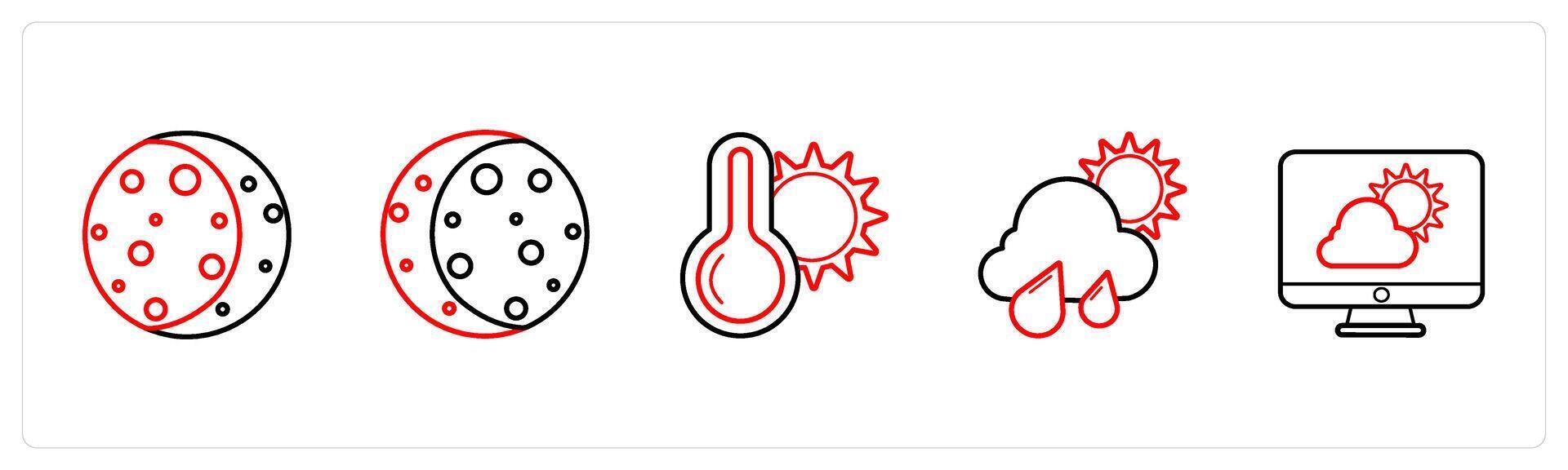 solar eclipse, lunar eclipse in red line color vector