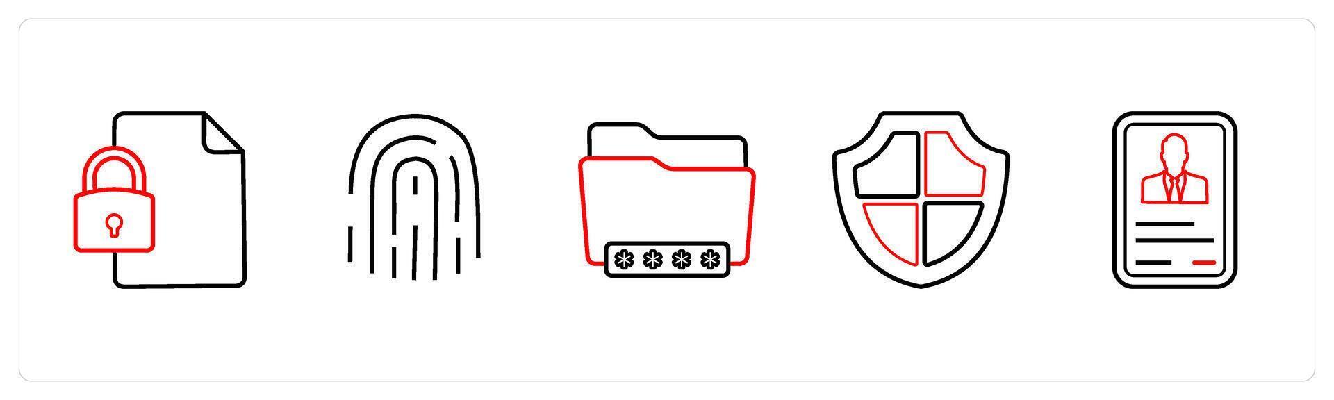 file protection, fingerprint in red line color vector