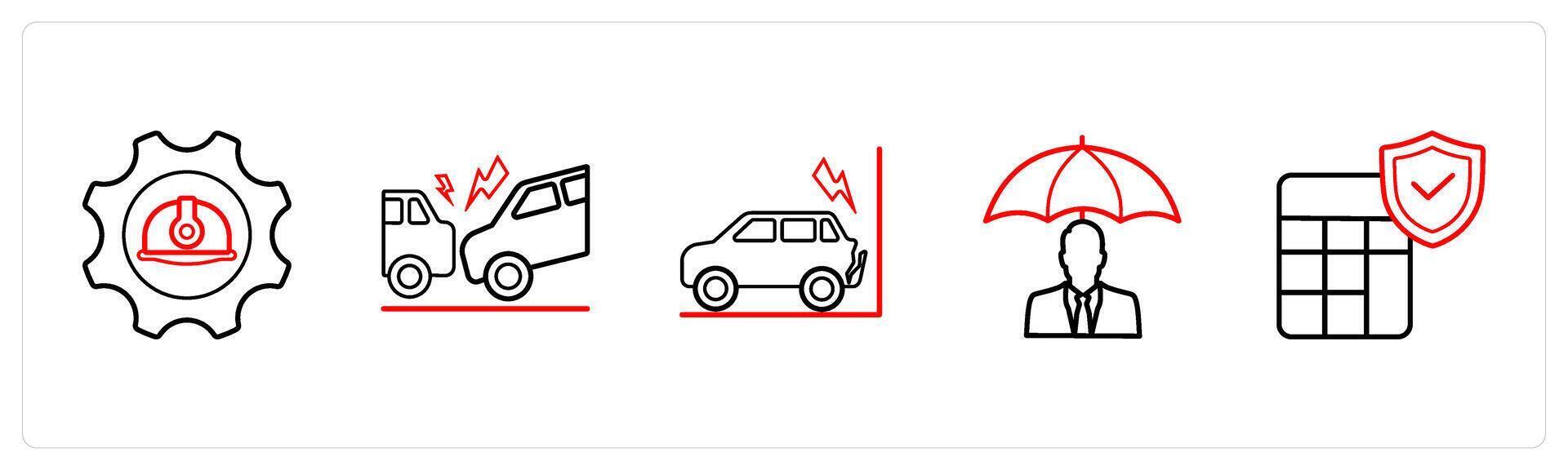 building construction insurance in red line color vector