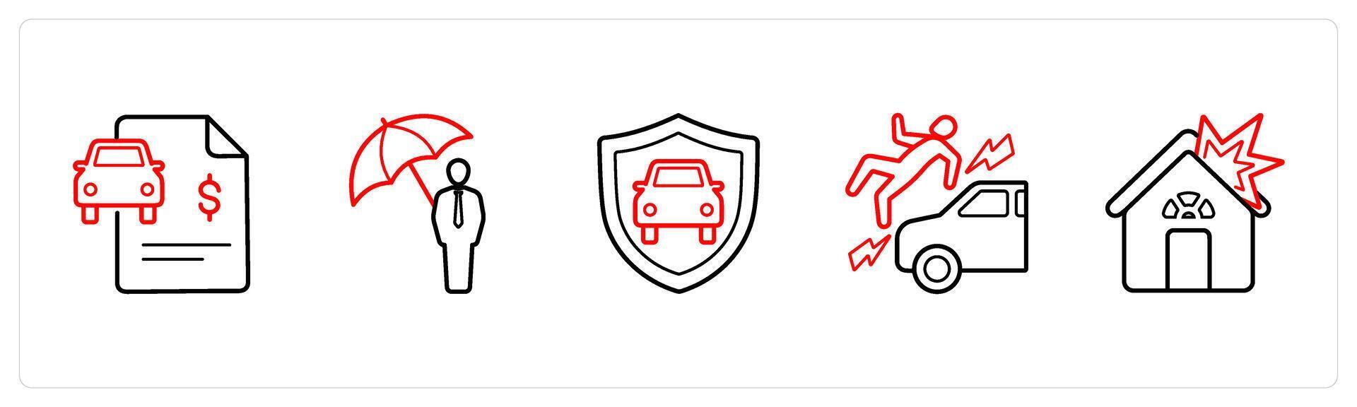 car insurance document, individual insurance in red line color vector