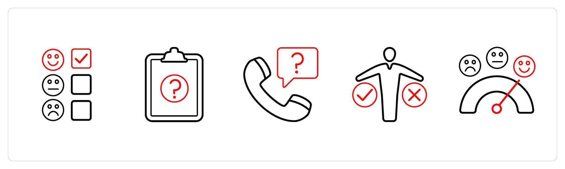 feedback survey, survey in red line color vector