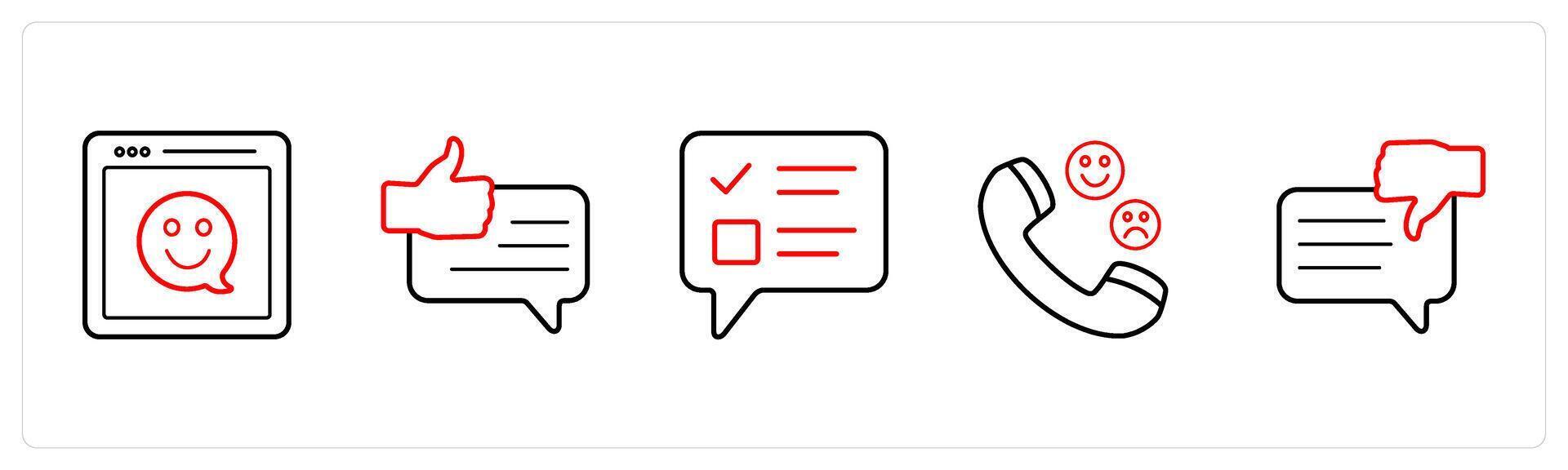 smiley feedback, best feedback in red line color vector
