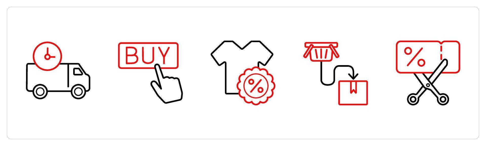 delivery time, buy in red line color vector