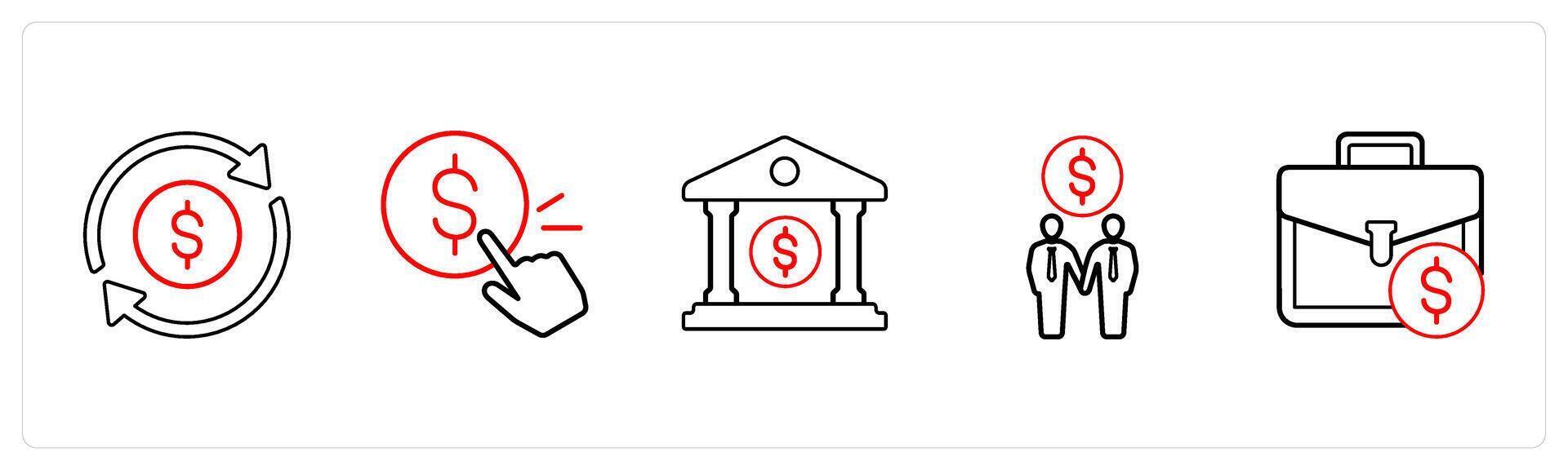 cash flow, pay per click in red line color vector