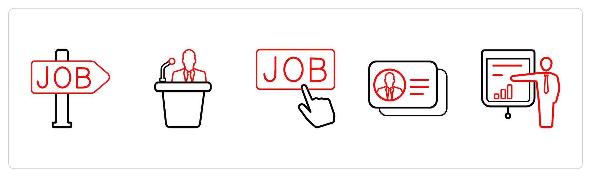 job, speech, search job in red line color vector