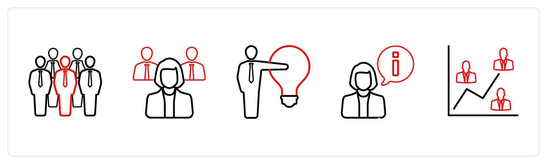 team, manager, idea in red line color vector