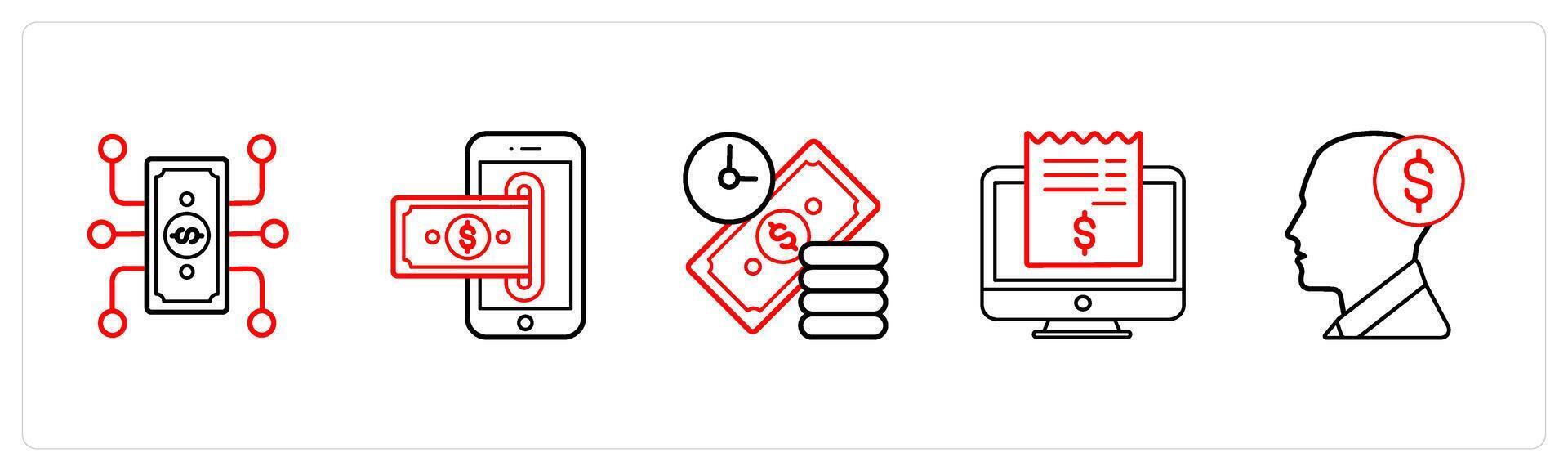 cash flow, insert money in red line color vector