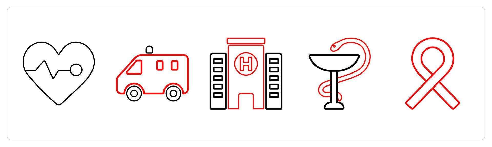 A set of 5 medical icons as fetus, pregnancy, obstetrics in red line color vector