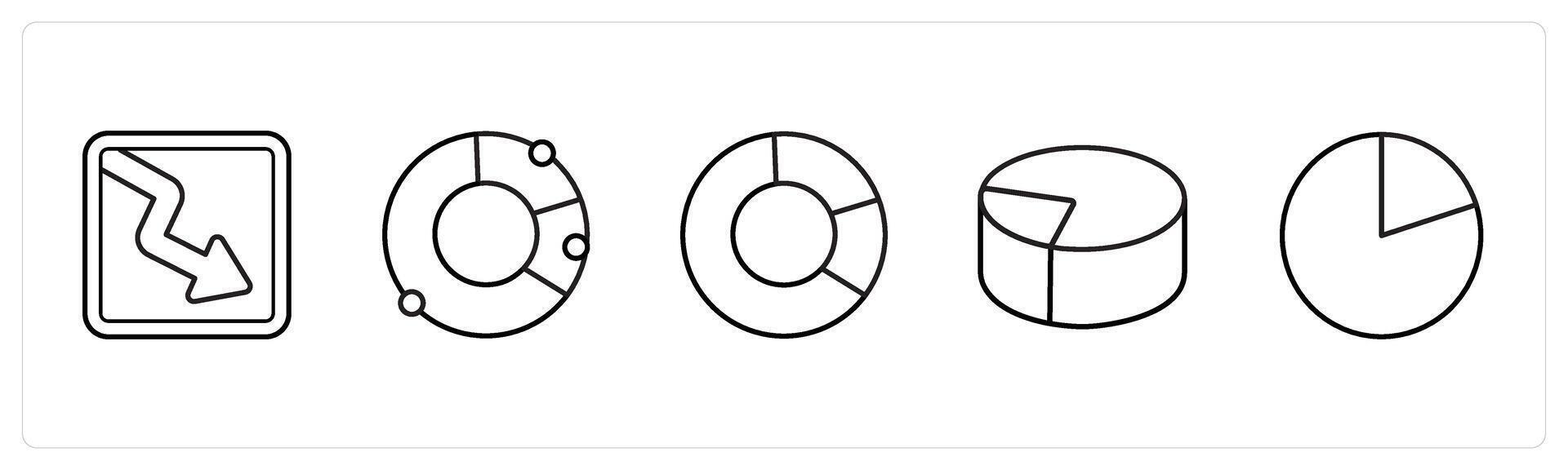 bankrupt, analysis, pie chart in black line color vector