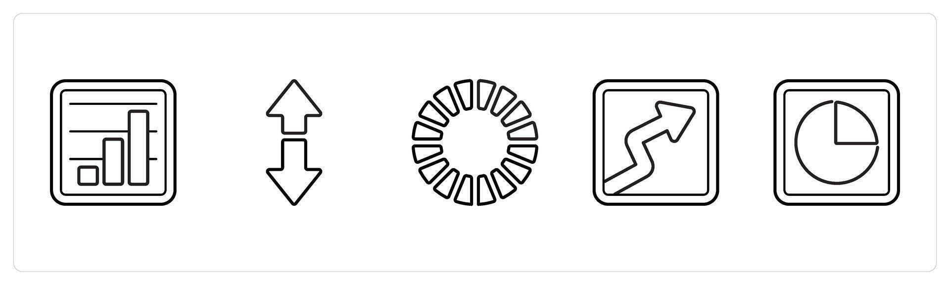 growth bar, opposite arrows in black line color vector