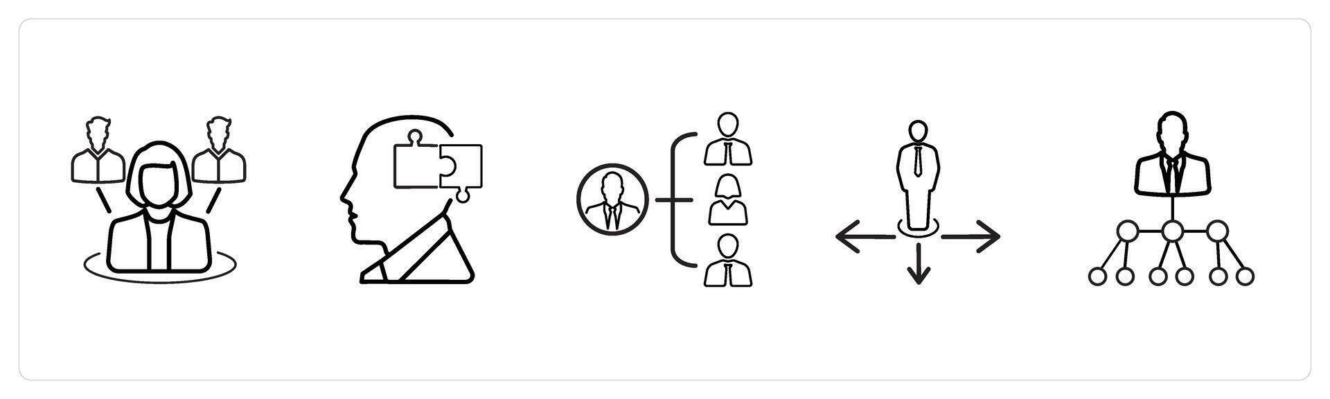 manager, solution, hierarchy in black line color vector