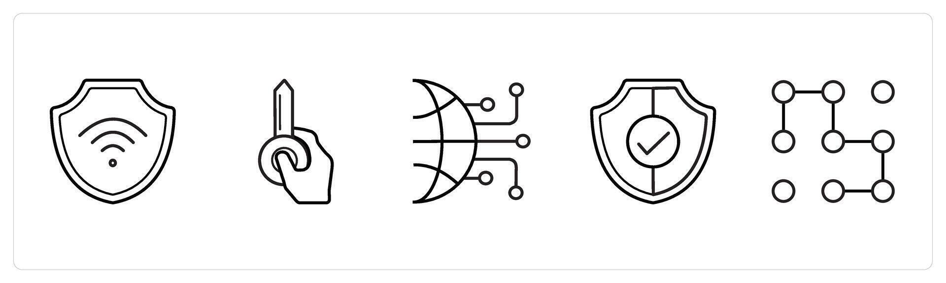 secublack wifi, access key in black line color vector