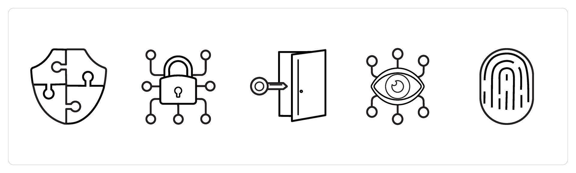 strategy, data lock in black line color vector