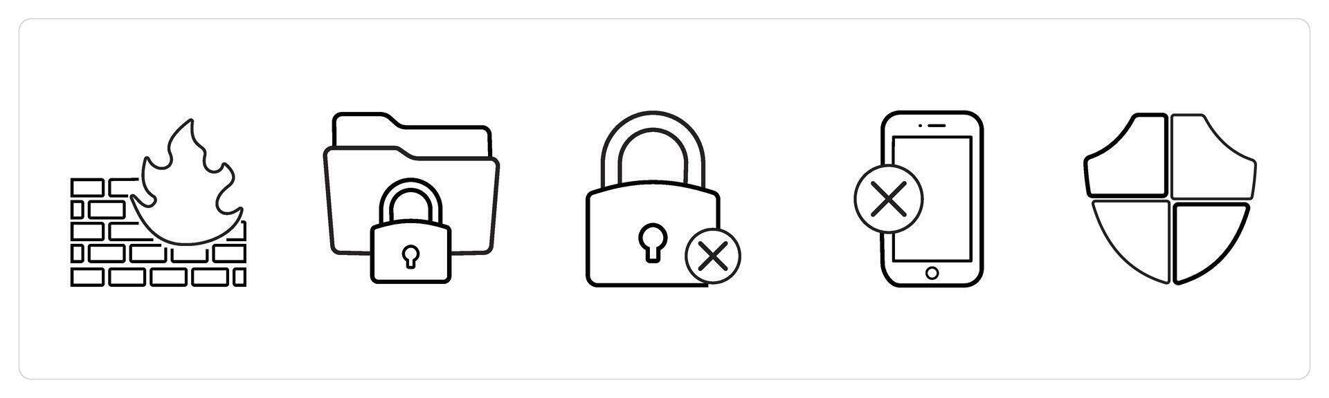 firewall, secublack folder in black line color vector