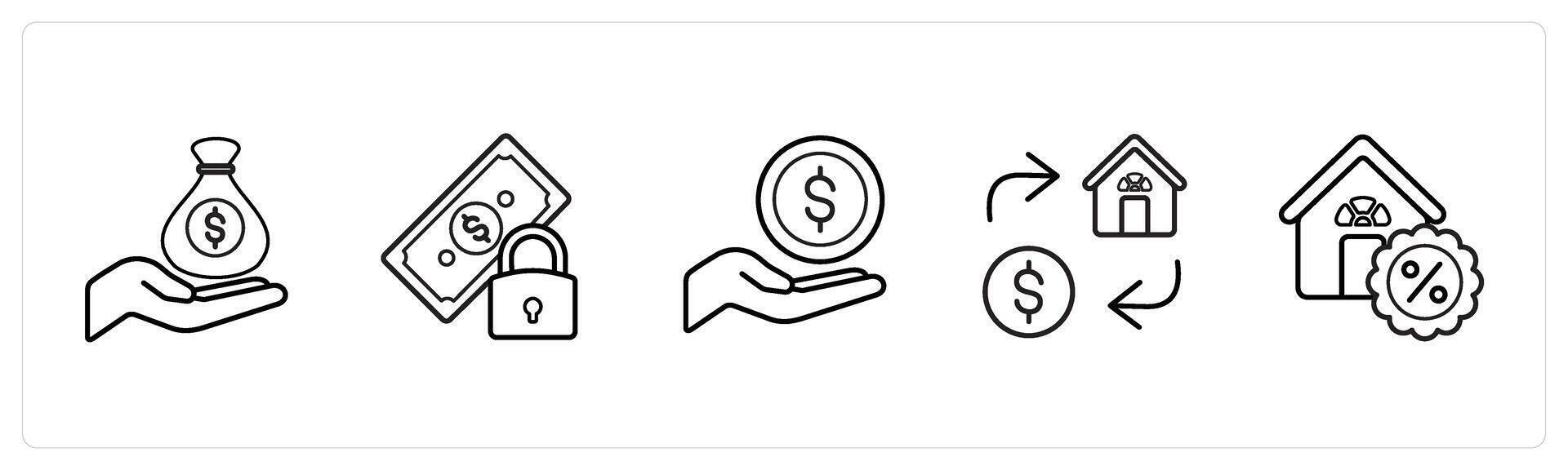 investment, secublack loan in black line color vector