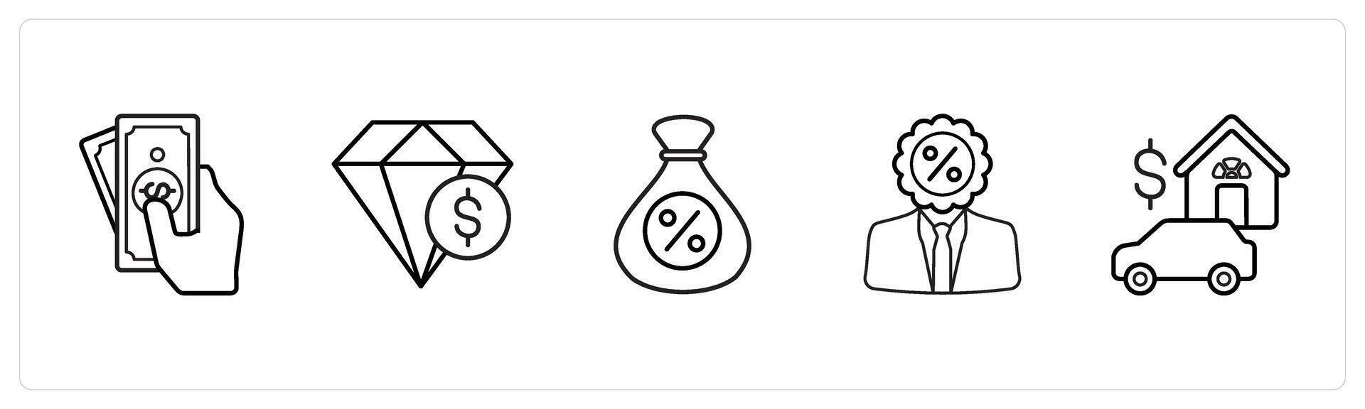 currency, secublack loan in black line color vector