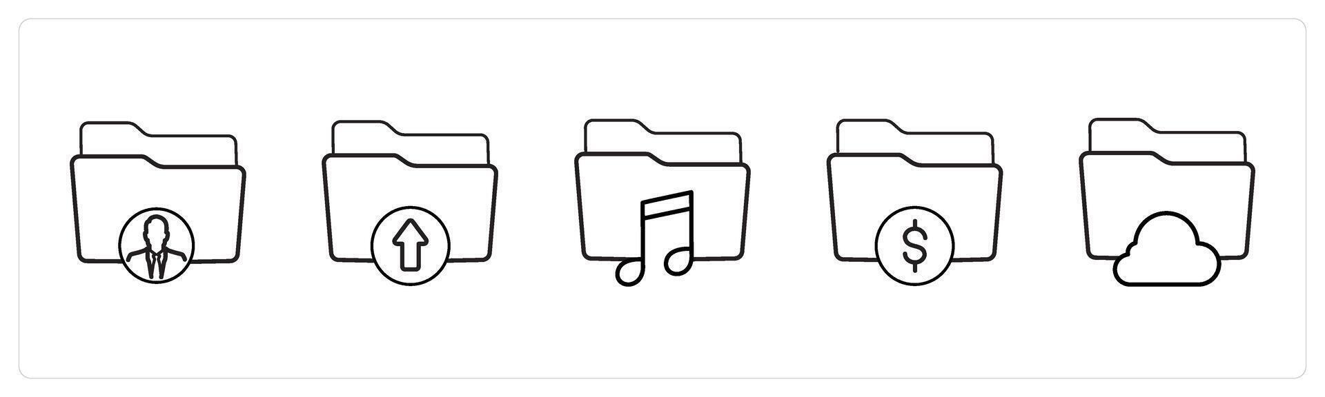 private folder, upload folder in black line color vector