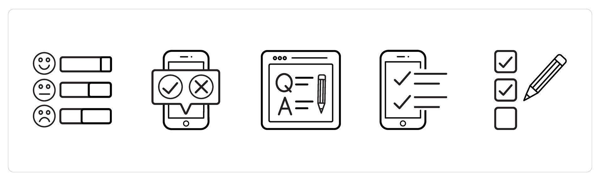 customer feedback, mobile feedback in black line color vector