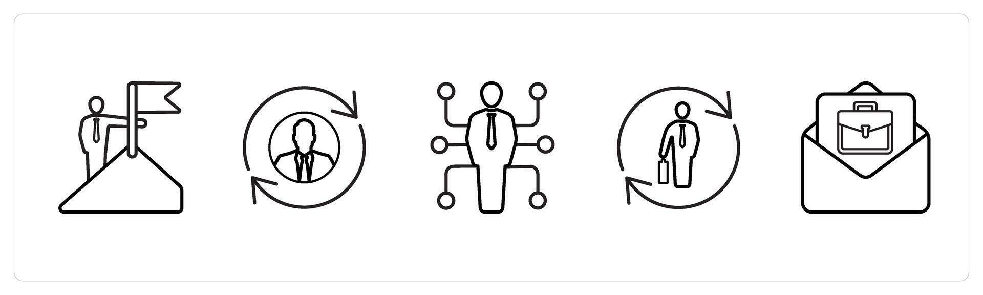 achievement, employee, potential in black line color vector