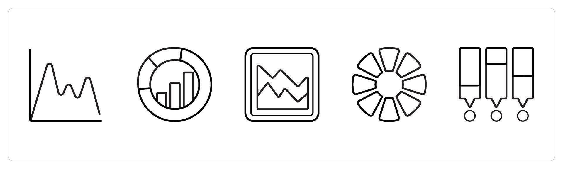 impressions, bar, analytics in black line color vector