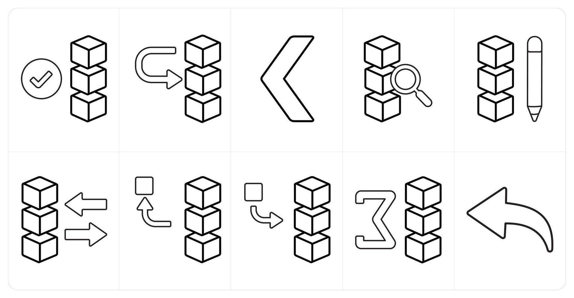 A set of 10 mix icons as verified drive, move drive data, back in black line color vector